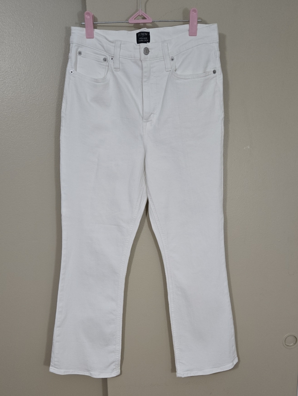 J. Crew White High Rise Flare Crop Size 29